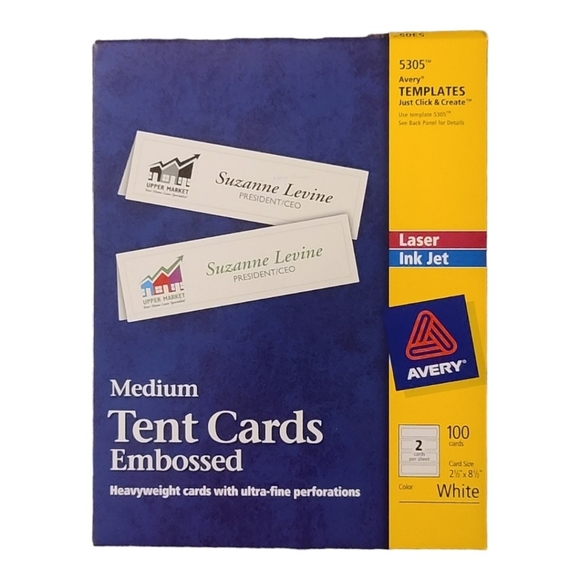 NEW Medium Tent Cards Embossed 2.5" x 8.5" Avery 5305 - Picture 1 of 2